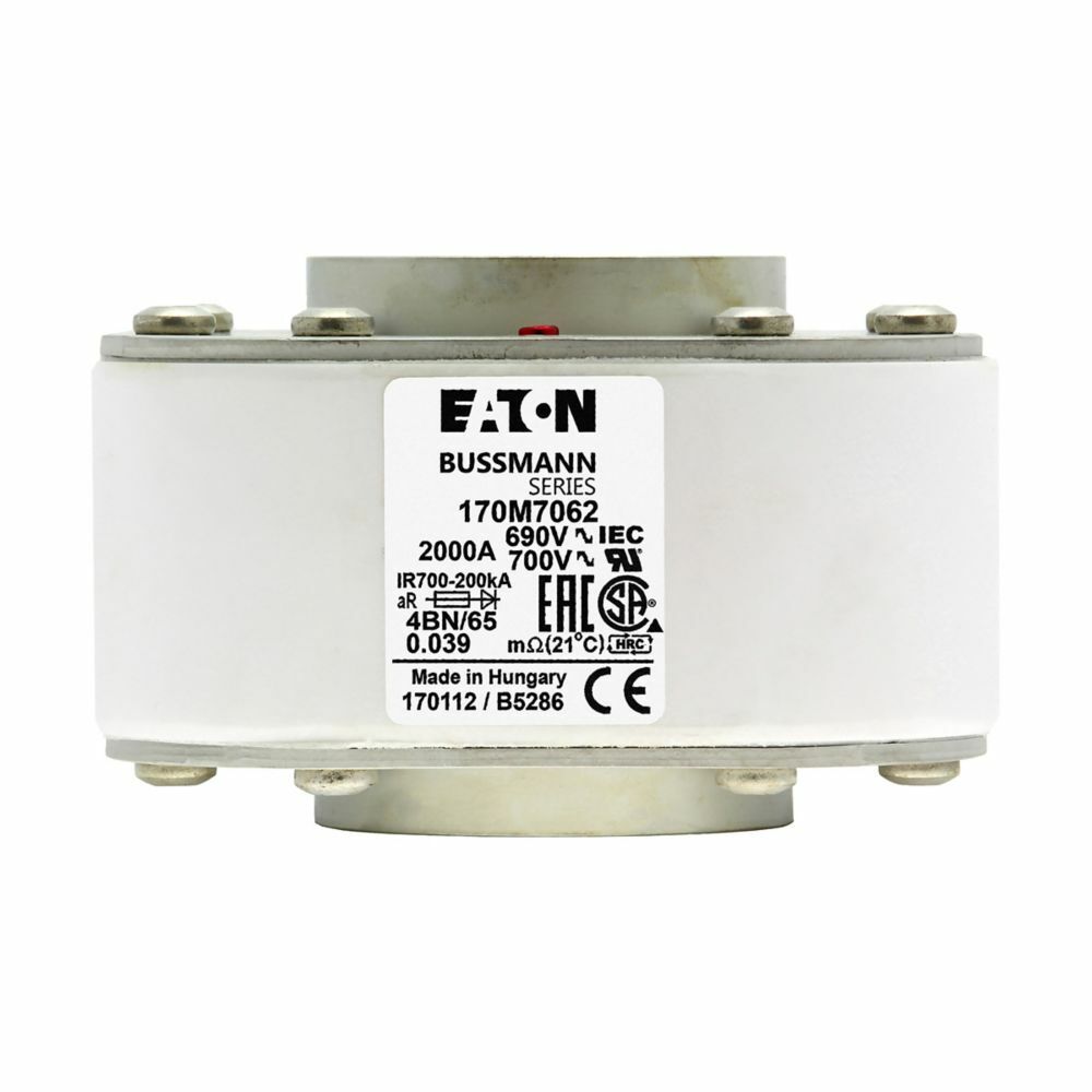 170M7062 Semiconductor Fuse, 2000 A, 1.25 kV AC, 200 kA Interrupt, Class: Class AR, Square Body