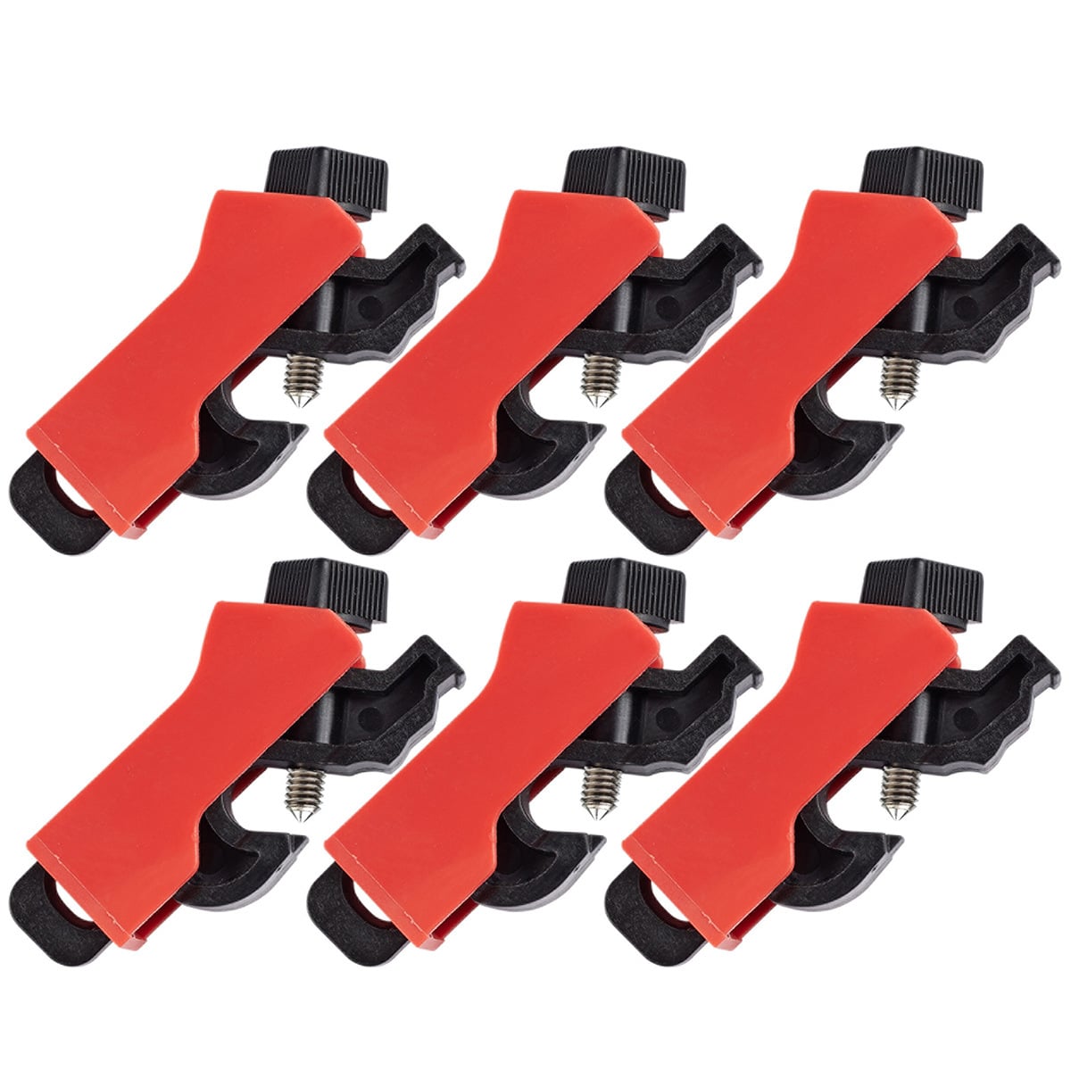 149515 Universal Circuit Breaker Lockout, For Use With Mini-Circuit Breakers, 6 Padlocks, 0.31 in Dia Max Padlock Shackle, Fiberglass Reinforced Nylon, Red