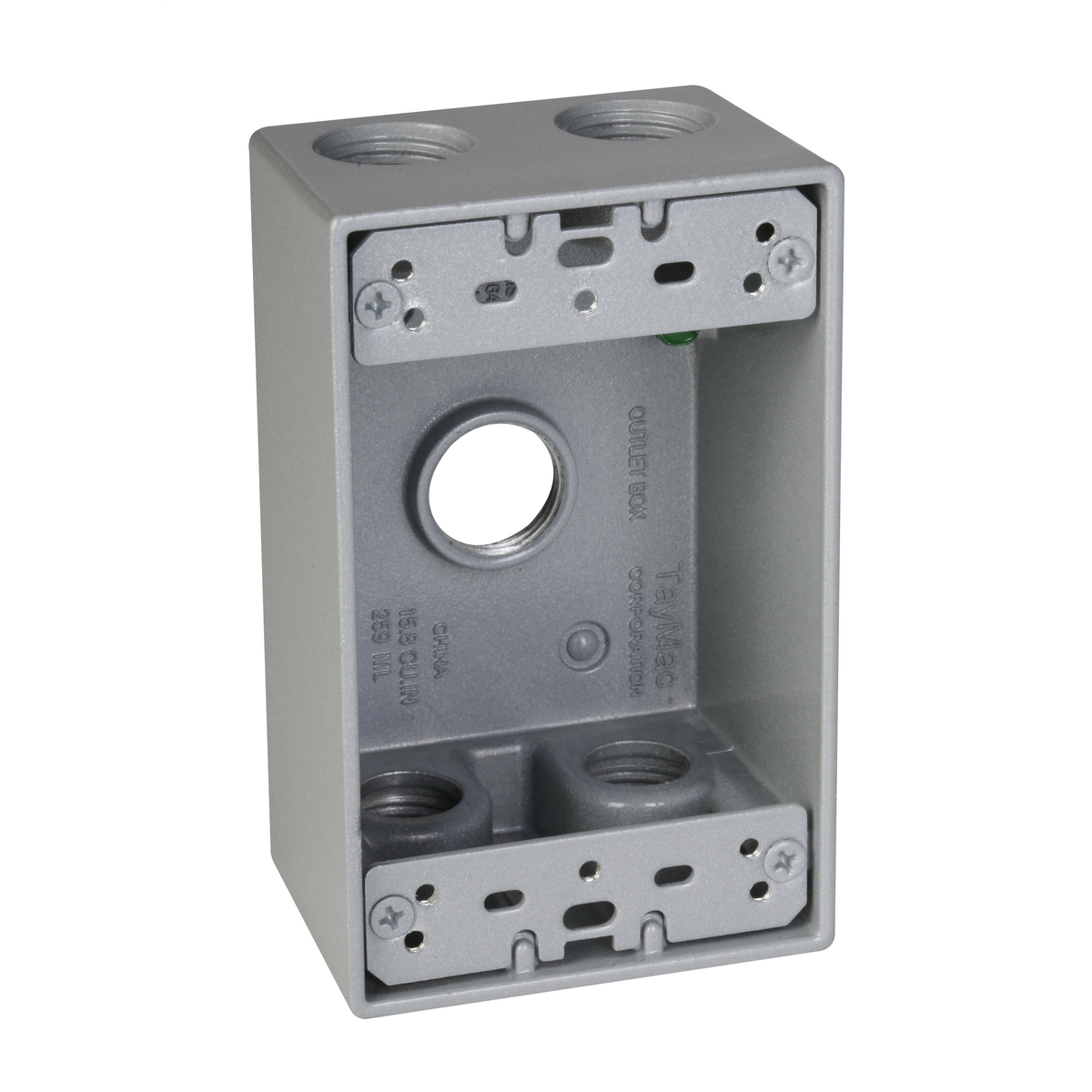 SB550S Weatherproof Outlet Box, Die Cast Metal, 18.3 cu-in Capacity, 1 Gangs, 5 Outlets, 4-1/2 in L x 2-3/4 in W x 2 in D