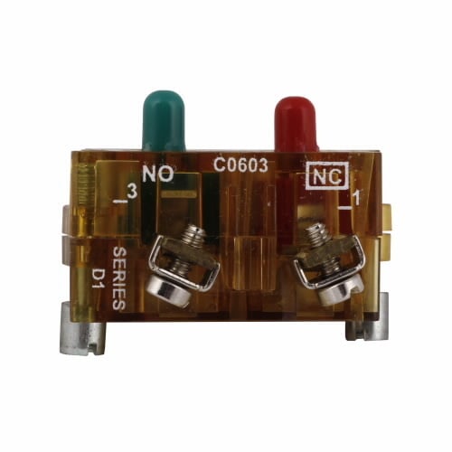 10250T1E Heavy Duty Logic Level Contact Block, 30.5 mm, 1NO-1NC Contact, 0.5 A at 120 V AC/DC Contact, Palladium Contact, Momentary Action, Gray