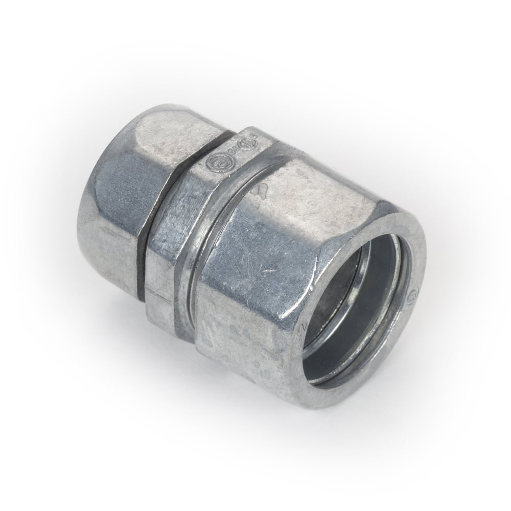 291-CDC Bridgeport Concretetight Compression Transition Conduit Coupling, 3/4 in, For Use With Threadless Rigid/IMC to EMT Conduit, Die Cast Zinc, Ball Burnished
