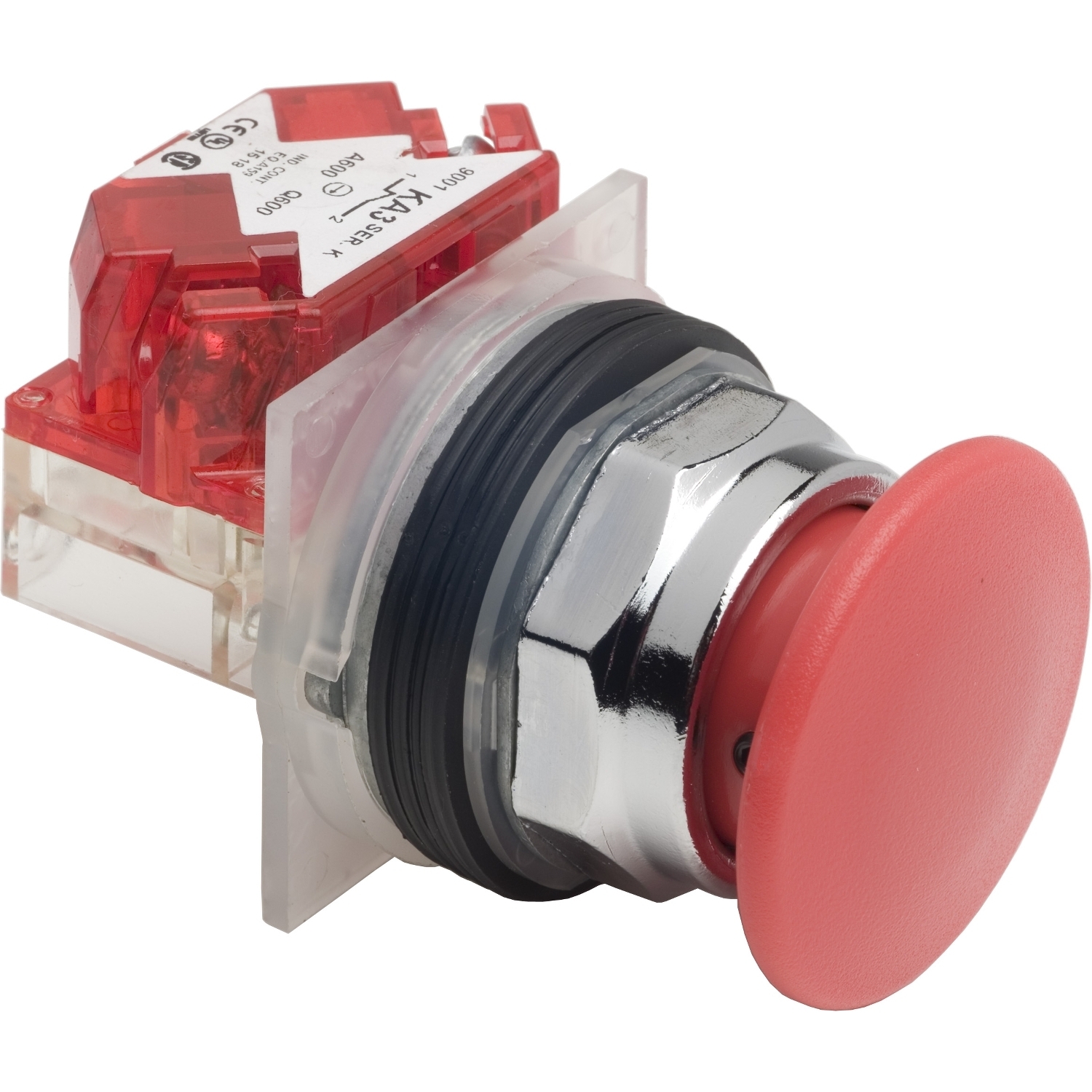 9001KR9R94H6 Harmony Round Pushbutton, 30 mm, 1NC Contact, 40 mm Mushroom Head Operator