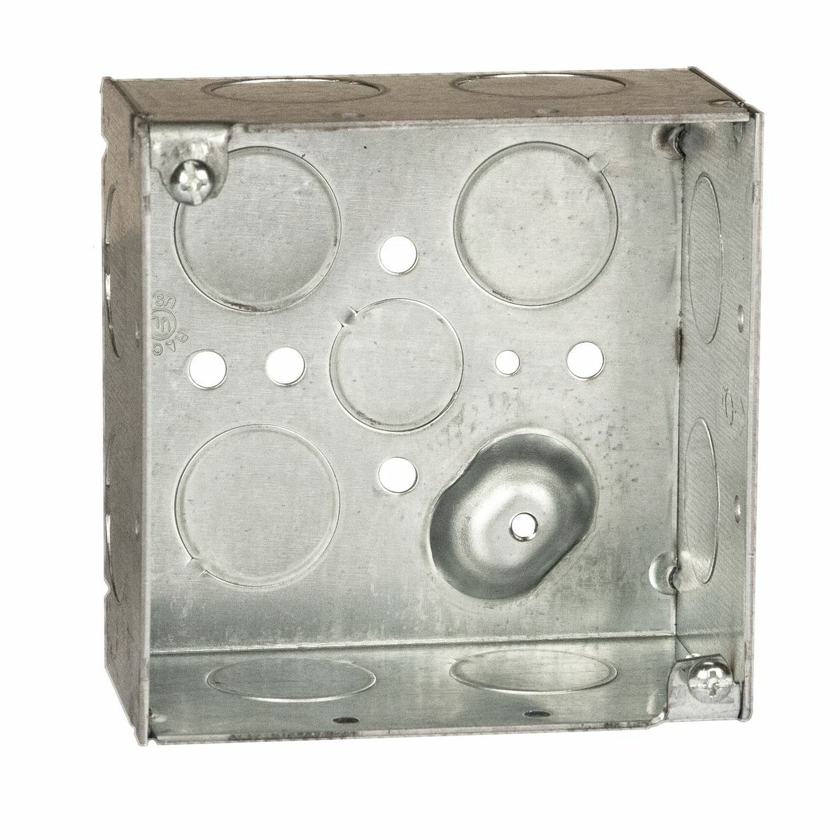 231 Square Box, Steel, 30.3 cu-in Capacity, (13) Knockouts, 4 in H x 4 in W x 2-1/8 in D