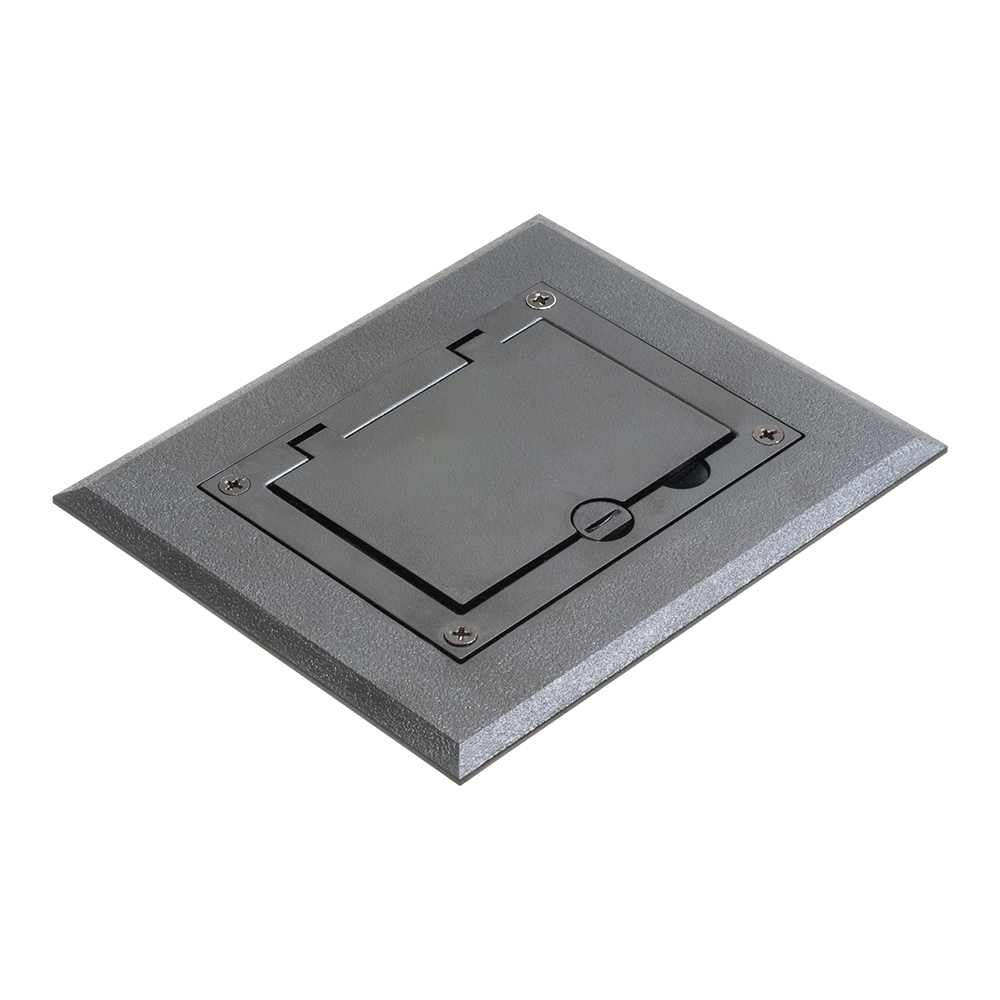 FLBC8510BL Modular Non-Metallic Floor Box Cover and Frame Kit, 4.26 in L x 3.26 in W, Flip Lid Cover, Plastic