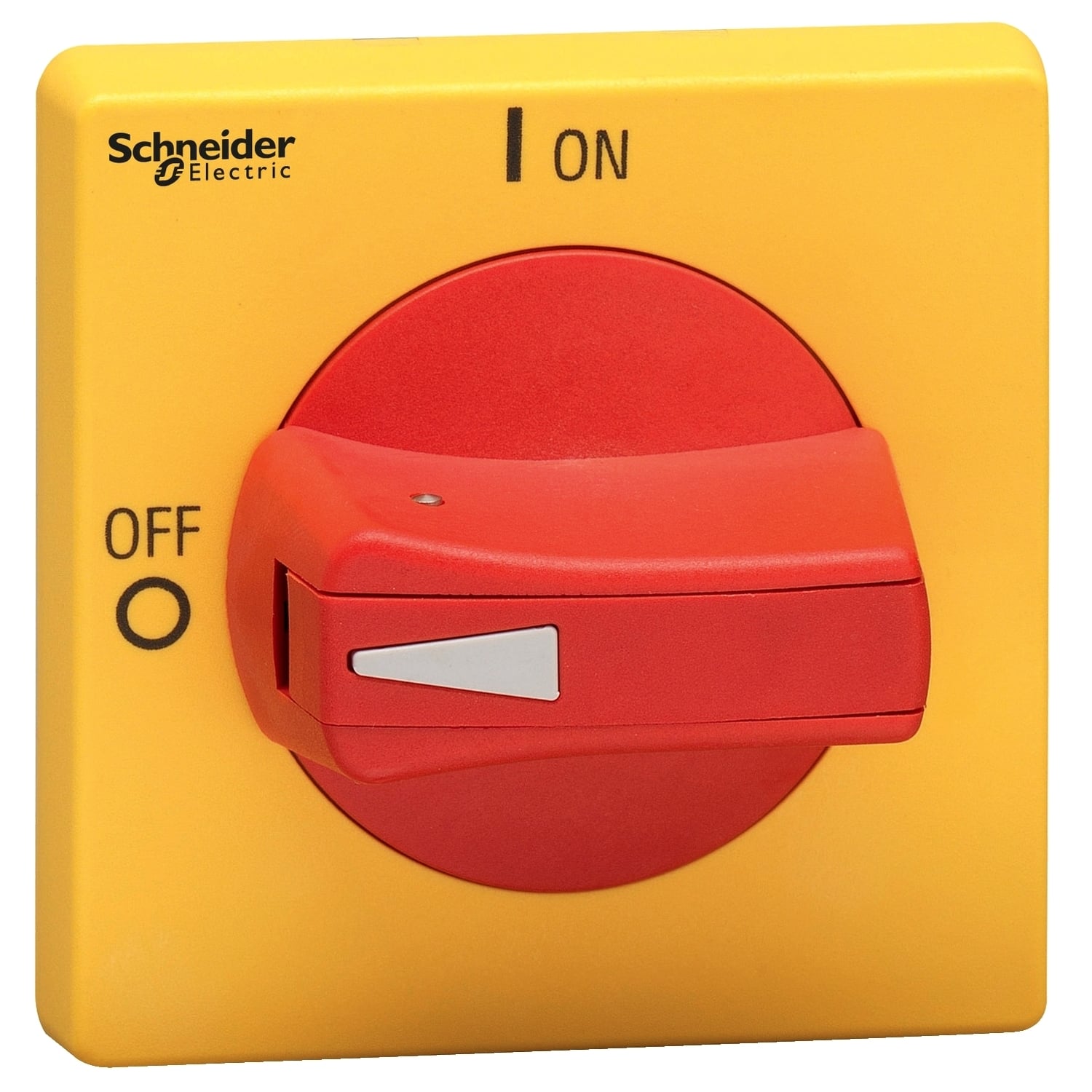 VLSH2H5RD TeSys Defeatable Protrud Rotary Single Hole Disconnect Switch Operating Handle With Front Plate, 65 mm L x 65 mm W x 65 mm H, Red/Yellow