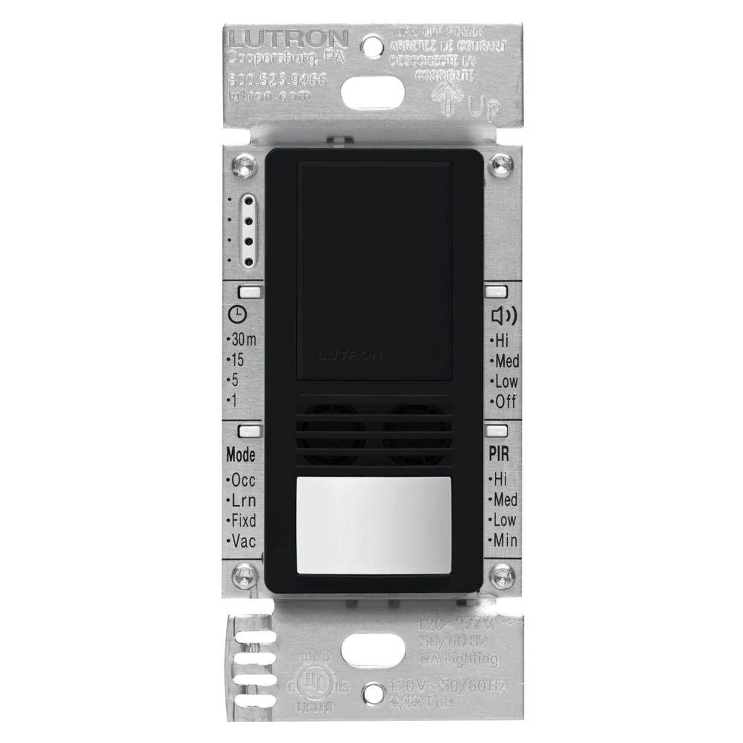MS-A102-BL Maestro Dual-Tech Motion Sensor Switch, 6 Amp, 120-277V, 1 Pole, Ground or Neutral Required, Black