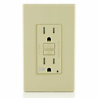 Audible Self-Test Tamper Resistant GFCI Receptacle.Nema 5-15R 15A-125v @ Receptacle, 20A-125V Feed-through, Lighted, Self-ground Clip, Wallplate Included - Ivory, W/Ivory Test And Reset Button.