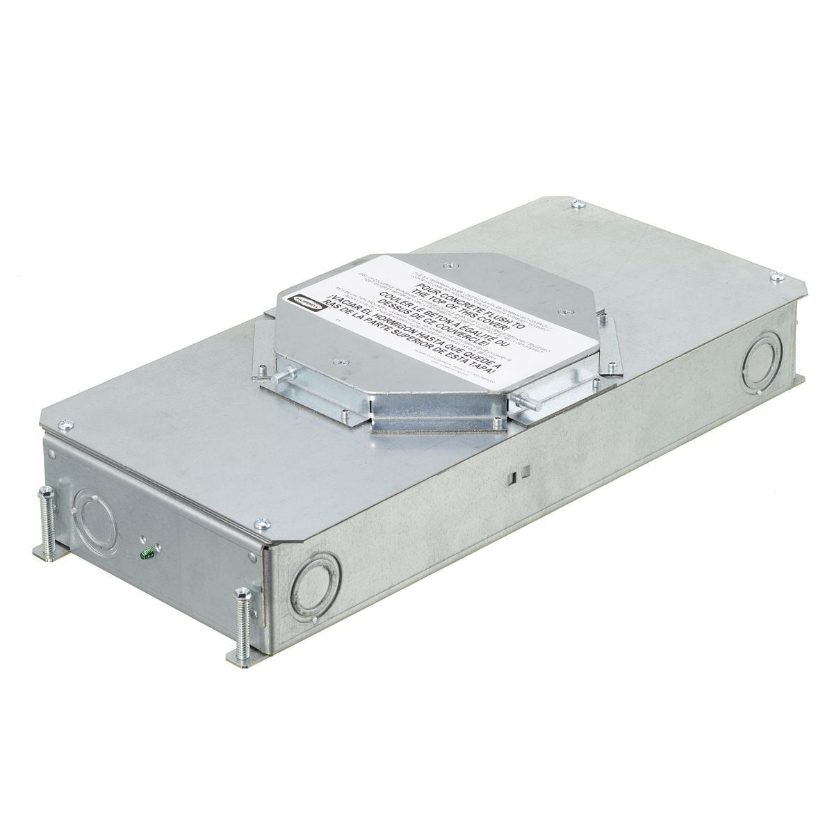 CFB2G25RE SystemOne ETERNAL Recessed Floor Box, Stamped Steel, 47.5 cu-in Capacity, 2 Gangs, (10) Knockouts, 3.25 in H x 7.32 in W x 16.27 in L