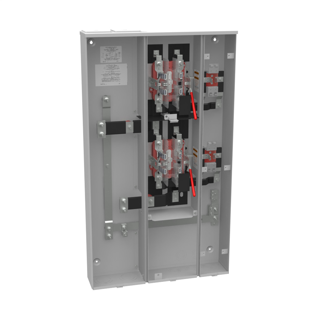 U4372-XT-5T9 5 Term, Ringless, 2 Large Closing Plates, Lever Bypass, 2 Position 2-200 Amp, Main Breaker Provision, 5th Term 9 Oclock Position