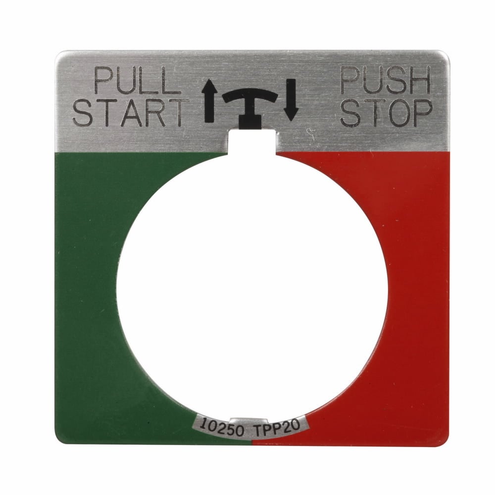 10250TPP2 10250T Standard Legend Plate, 1.77 in H x 1.77 in W, Square Plate, Aluminum, Green/Red Field