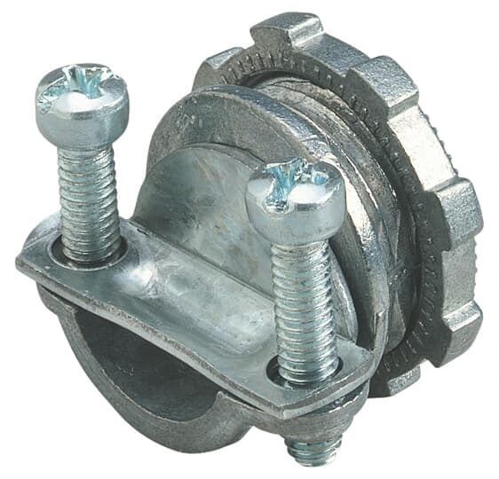 NC301 Steel City Clamp Connector, 3/8 in Trade, 0.18 to 0.64 in Cable Openings, For Use With Non-Metallic Sheathed Cable, Die Cast Zinc
