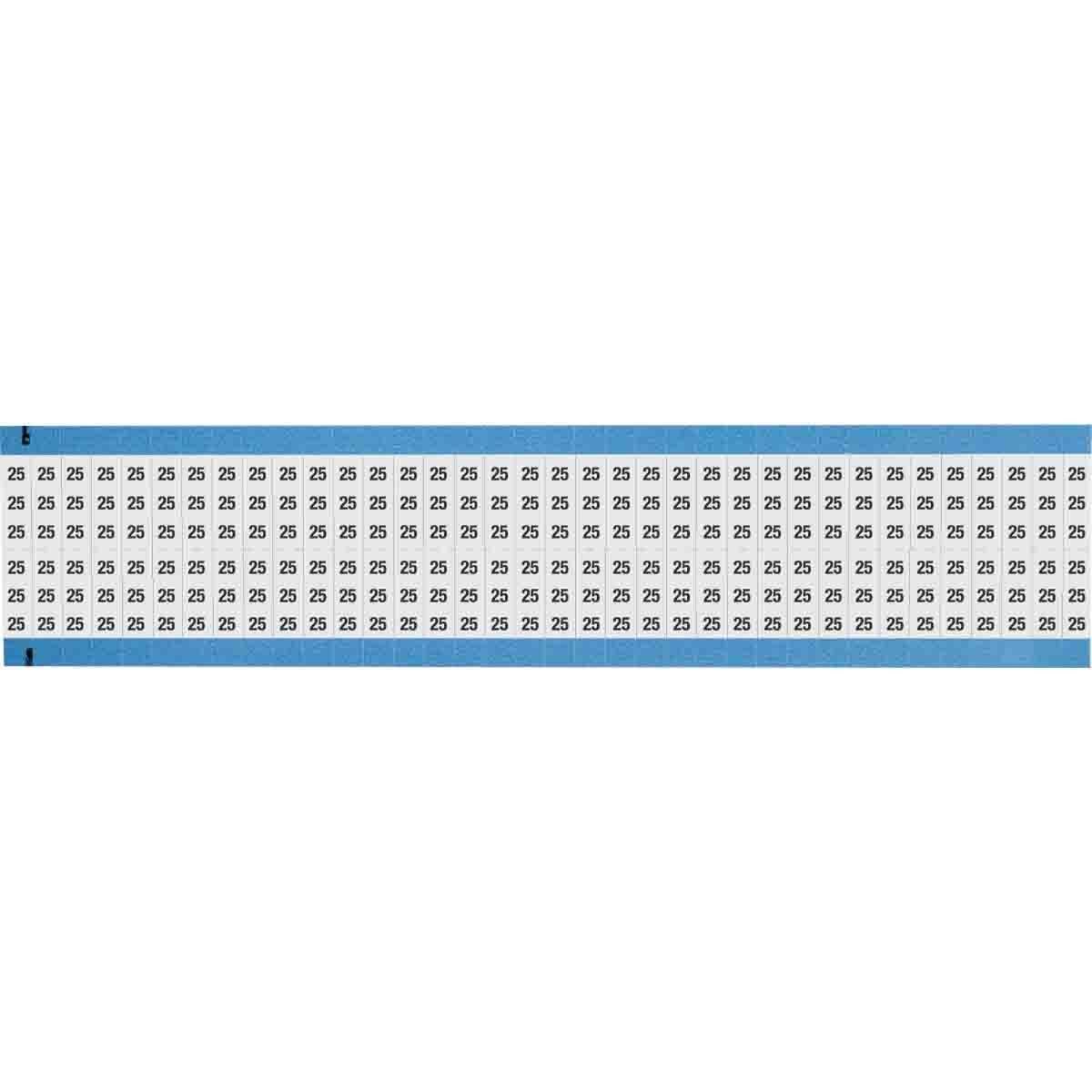 WM-25-SC-PK WM Series Die-Cut Pre-Printed Solid Number Wire Marker Card, 3/4 in L x 1/4 in W, Black on White, B-500 Repositionable Vinyl Coated Fabric, 72 Markers per Card