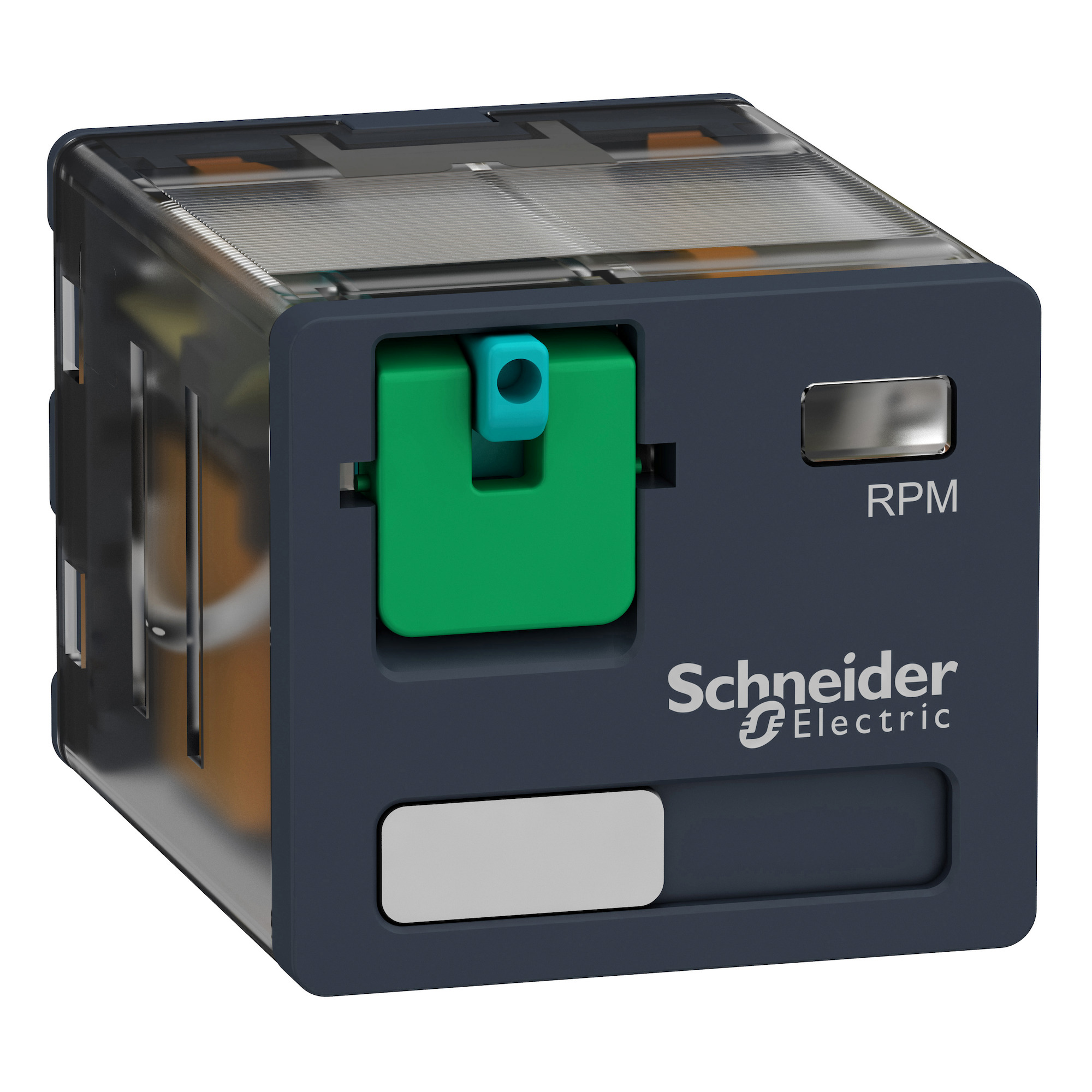 RPM31BD Zelio Power Relay With Adapter and Lockable Test Button, 15 A, 3NO-3NC 3 Form C 3PDT Contact, 24 V DC V Coil