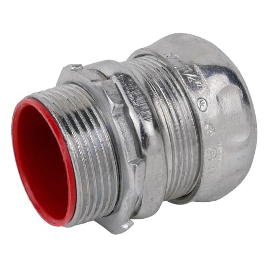 TC714A Steel City Insulated Compression Connector, 1-1/4 in Trade, For Use With EMT Conduit, Steel, Zinc Plated