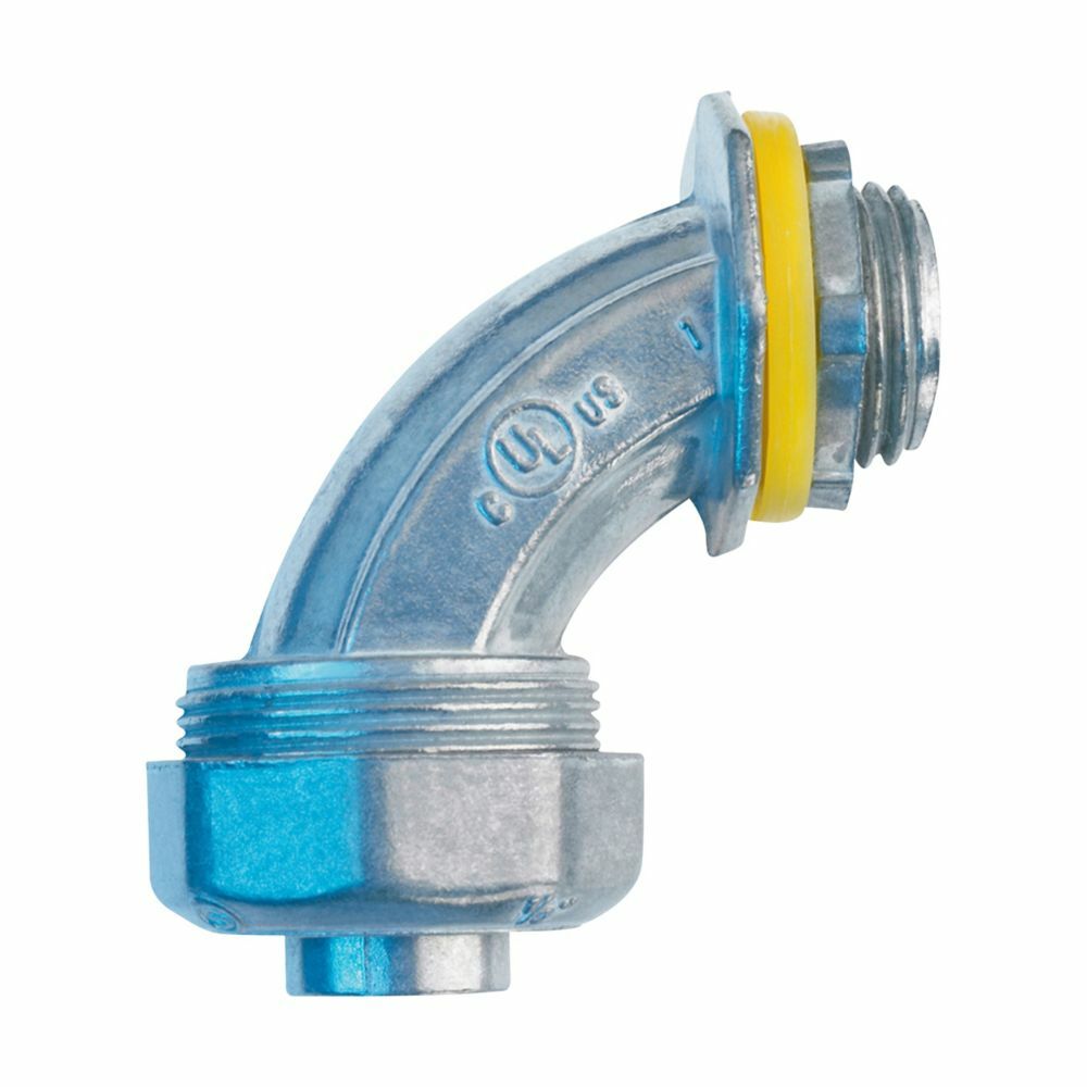 LT7590DC LT Series Non-Insulated Liquidtight Conduit Connector, 3/4 in Trade, 90 deg, Die Cast Zinc, Natural