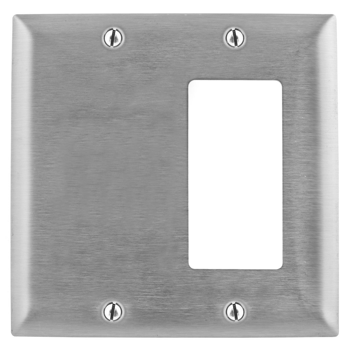 SS1426 Standard Combination Wall Plate, 2 Gangs, 302/304 Stainless Steel