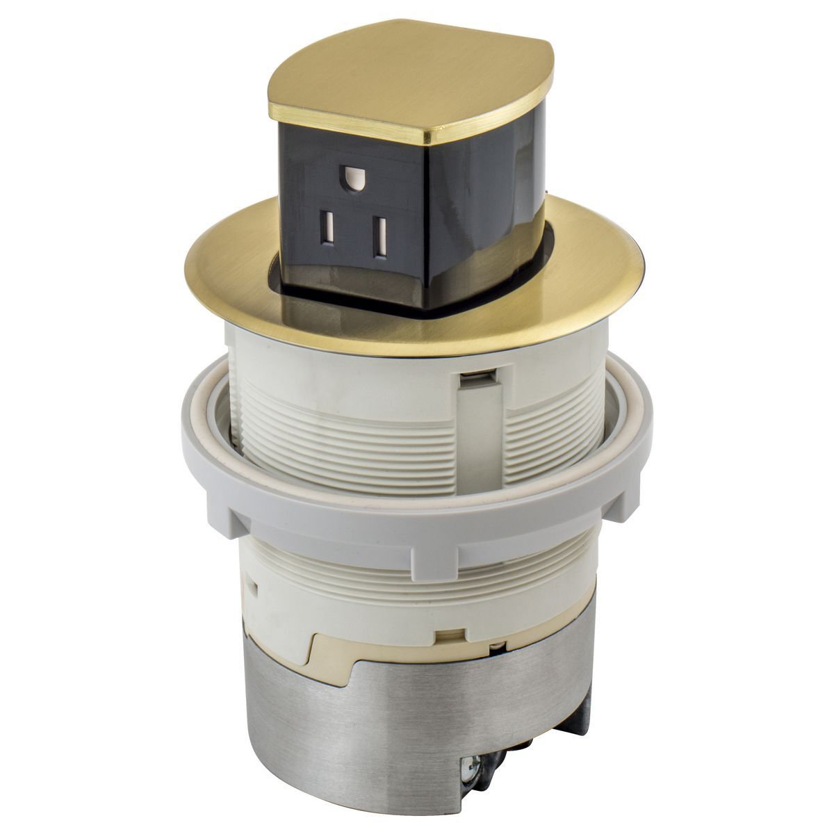 RCT200BR Pop-Up Surface Standard Sized Countertop Receptacle, 1 Gangs, 4 in Dia Cover, Composite