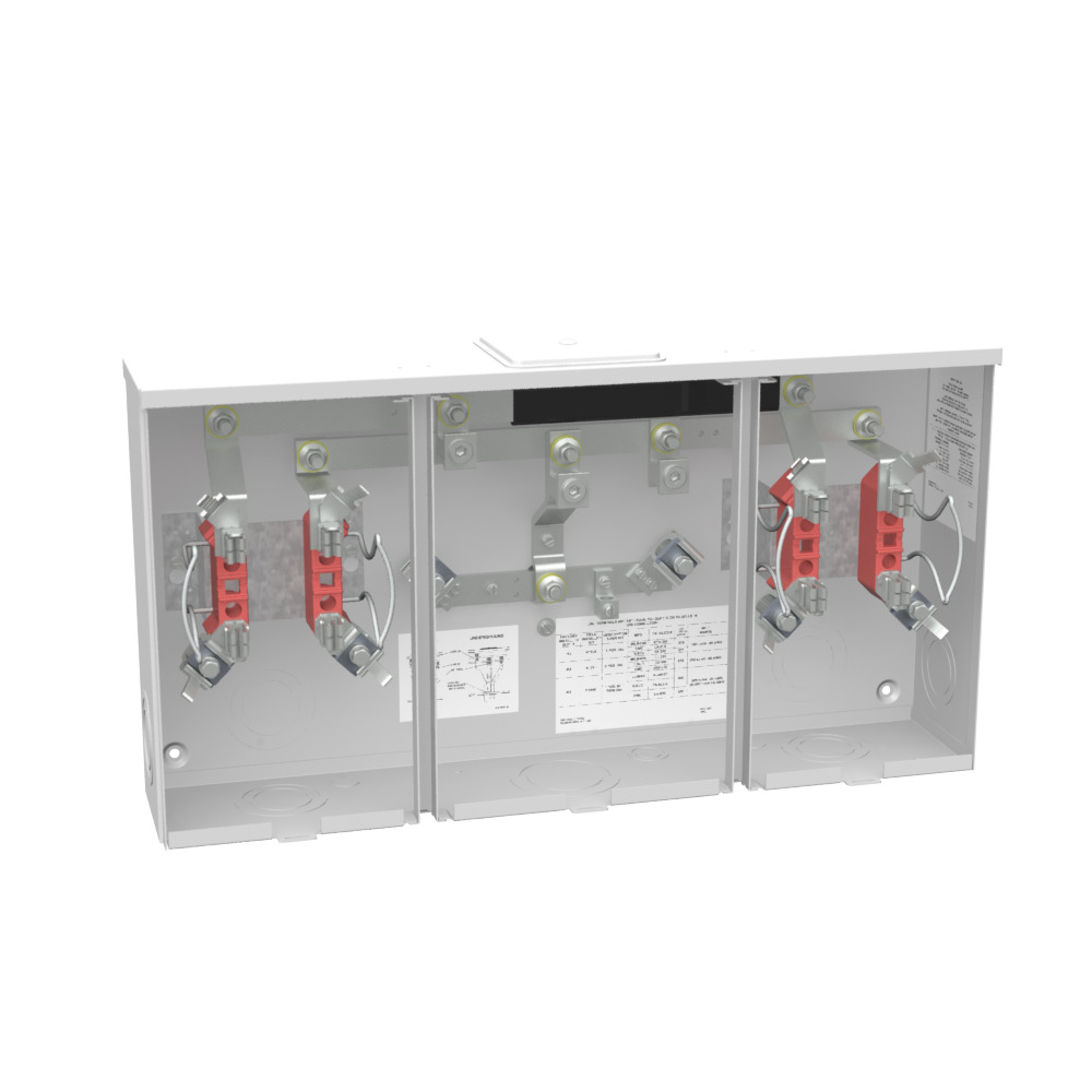 U1252-X-KK-K1 Meter Socket, 200 Amp, 1 Phase, Ringless, Horn, 4 Term, 2 Position, OH or UG with Center Wireway, 300V