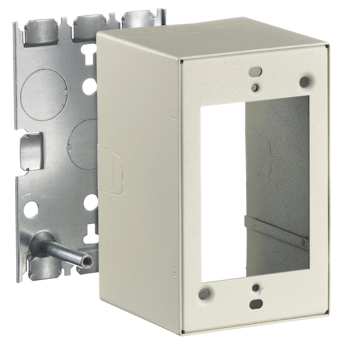 HBL5744IVA 1-Gang Extra Deep Standard Receptacle Box, 4.7 in L x 3 in W x 2.2 in H, Steel, Ivory