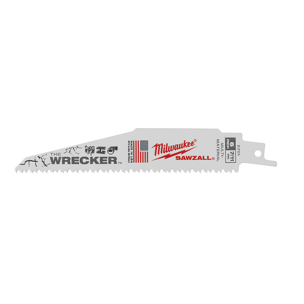 48-00-5701 Sawzall The Wrecker Demolition General Purpose Tapered Back Reciprocating Saw Blade, 6 in L x 1 in W, 8 TPI, Bi-Metal Body, Universal/Toothed Edge Tang