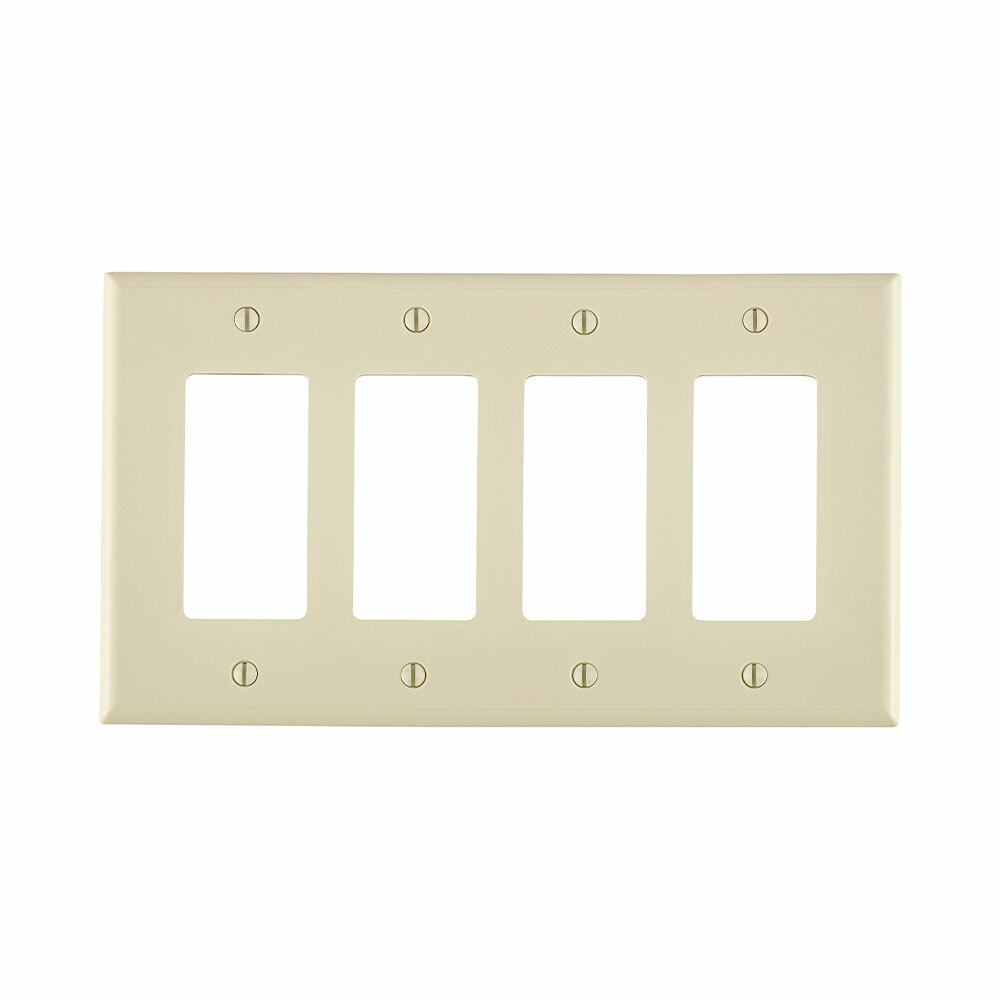 PJ264-T Midway Sizes Wall Plate, 4 Gangs, 8.56 in W x 4.88 in H, Thermoplastic, Light Almond