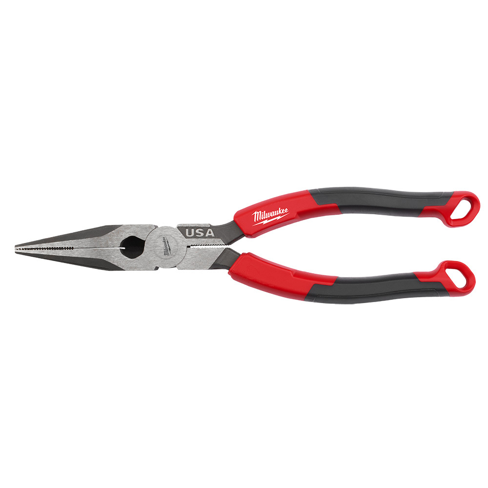 MT555 Needle Nose Plier, Flat Jaw, 2-3/4 in L Jaw, 8 in OAL, 7/64 in W Tip
