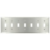 84070-40 Standard Size Traditional Wall Plate, 7 Gangs, 13.61 in W x 4.5 in H, 302 Stainless Steel