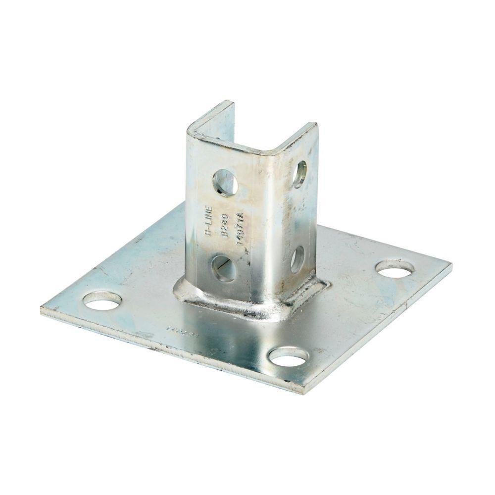 B280SQZN Type U Square Post Base, 1 Channel, Centered Channel Position, 3-1/2 in H Base, For Use With 1-5/8 x 1-5/8 in B22 Series Channel, Steel