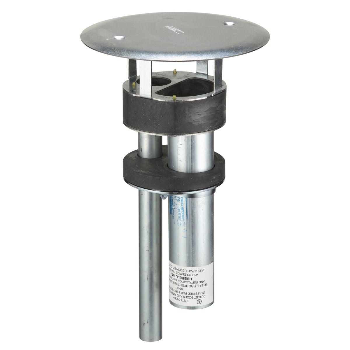 S1PTAVFIT 3-Piece Flush Standard Sized Poke-Through With (1) 3/4 in and (1) 1-1/2 in EMT Conduit Stem, 4 in Hole, 7 in Dia x 1/4 in THK Cover, 300 lb Capacity, Composite