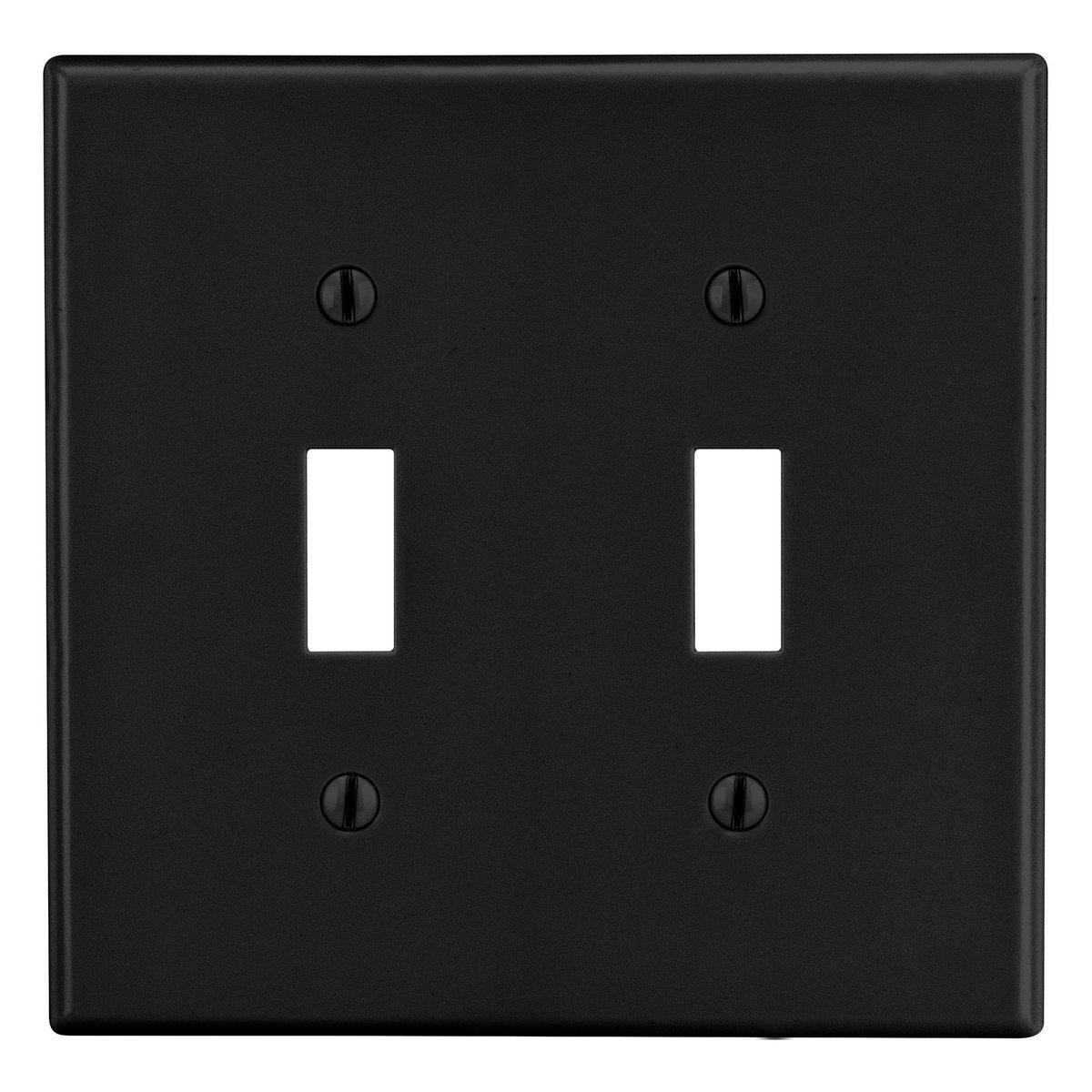 P2BK Non-Metallic Standard Wall Plate, 2 Gangs, 4.69 in W x 4.63 in H, Polycarbonate Thermoplastic, Black