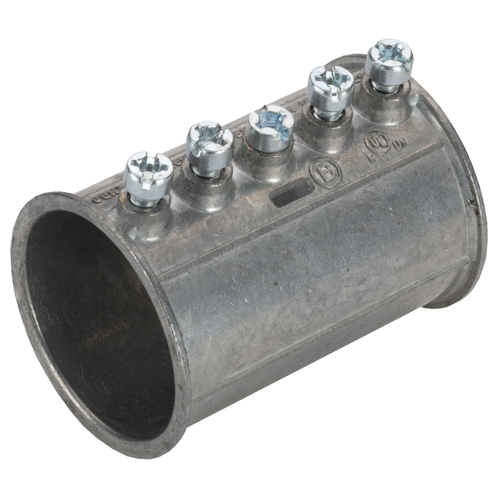 244-DCSLP Bridgeport Mighty-Align Slip Coupling, 1-1/2 in, For Use With 1-1/2 in EMT Conduit, Die Cast Zinc, Ball Burnished Mirror Smooth