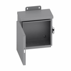 Type 3/3R panel enclosures, 6" height, 4" length, 6" width, NEMA 3R, Hinged cover, RHC enclosure, Wall mount, Small single door, 3, External mounting feet, Carbon steel