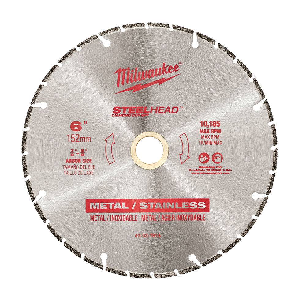 49-93-7815 Segmented Diamond Cut-Off Blade, 6 in Dia Blade, 0.05 in W, 5/8 to 7/8 in Arbor/Shank, Dry/Dry Cutting