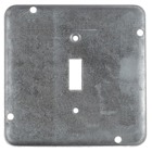 Square Box Surface Cover, 7.5 Cubic Inches, 4-11/16 Inch Square x 1/2 Inch Deep, 15/32 Inch Diameter Hole, Galvanized Steel, For use with One Toggle Switch