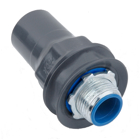 PVC Coated Liquitight Conduit Connector, Straight, Pipe Size 4 Inch/103 Metric, Minimum .040 Inch (40 mil) PVC Coating on Exterior, Steel Fitting, Dark Gray