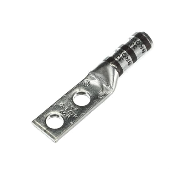 54855BE Color-Keyed 54800 2-Hole Non-Insulated Compression Lug, 2 AWG Copper Conductor, Die Code: 33, 1/4 in Stud, Copper