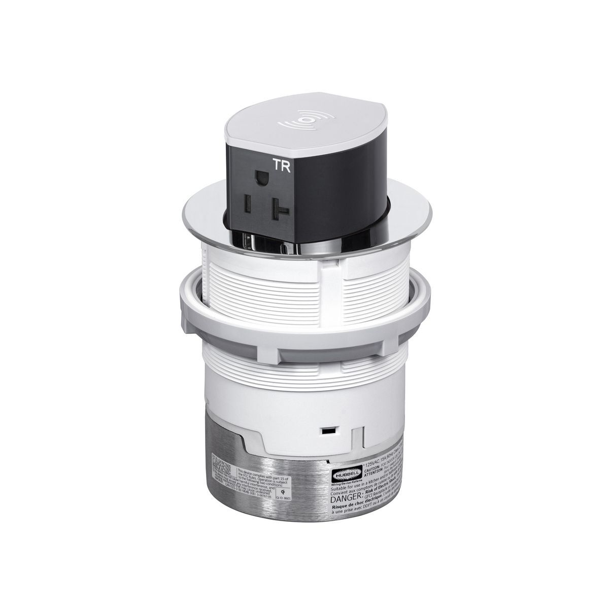 RCT620CH RCT Receptacle Straight Blade Devices, 125 V, 20 A, 2 Poles, 3 Wires, Chrome