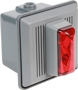 868STRR-N5 860 Industrial Electronic Horn/Strobe, 120 V AC, Xenon Lamp, 100/90 dB Sound, Surface Mount, Gray Lens, UL 1638, UL 464