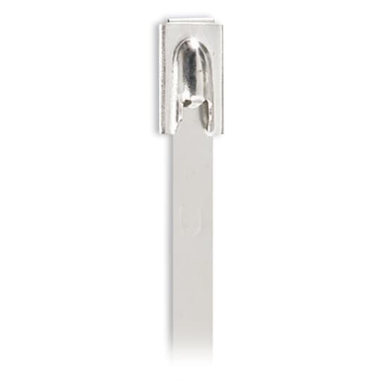 LS-4.6-360A Ty-Rap Uncoated Cable Tie, 14.2 in L x 0.187 in W x 0.01 in THK, 304 Stainless Steel, Metallic Gray