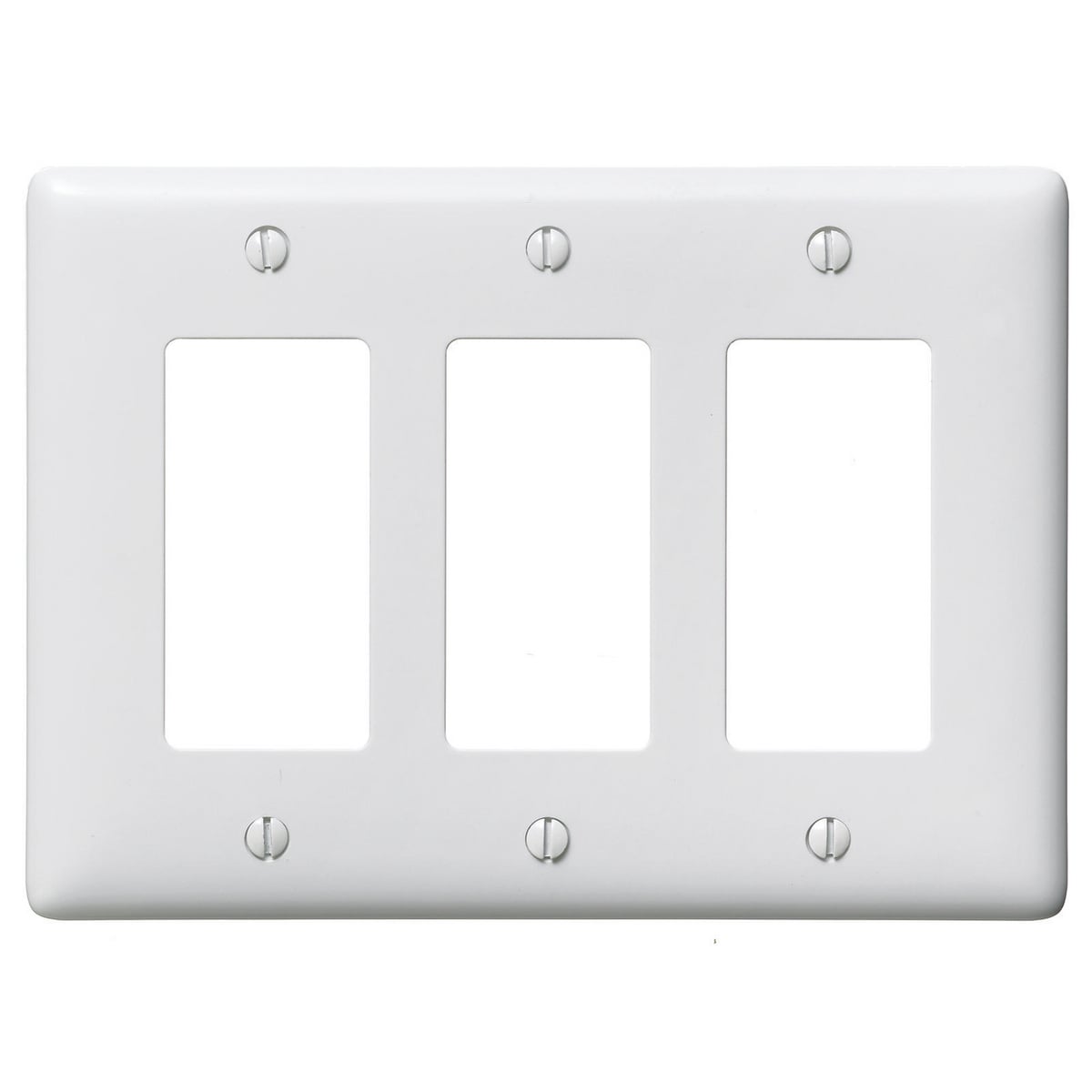NPJ263W Mid-Size Decorative Wall Plate, 3 Gangs, 6.75 in W x 4.88 in H, Nylon, White