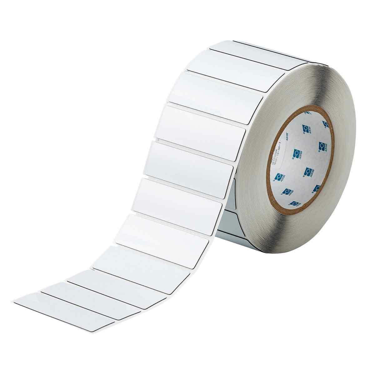 THTEP-176-593-.5 Rectangular Raised Panel Label, 1 in L x 3 in W, Colored Blank Legend, White, B-593 Polyester, 500 per Roll Labels