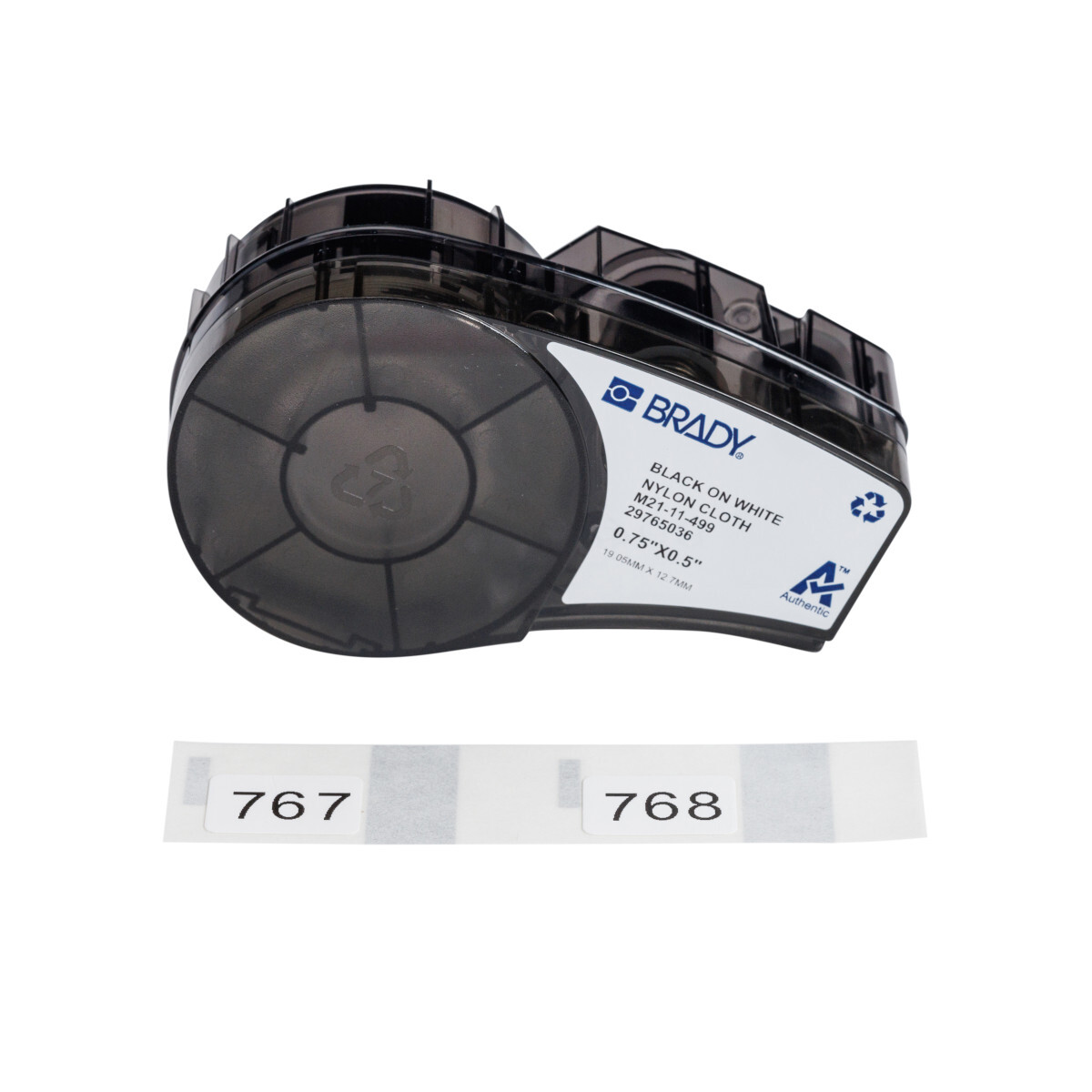 M21-11-499 Multi-Purpose Label, 0.75 in W, Black on White, Nylon Cloth
