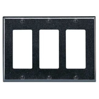 PJ263-E Midway Size Wall Plate, 3 Gangs, 6.75 in W x 4.88 in H, Thermoplastic, Black