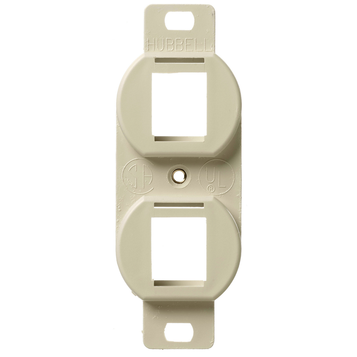 BR106E Duplex Unloaded Outlet Frame, 1 Gangs, 2 Ports, High-Impact Thermoplastic, Electric Ivory, For Use With Jack and Audio/Video Connectors