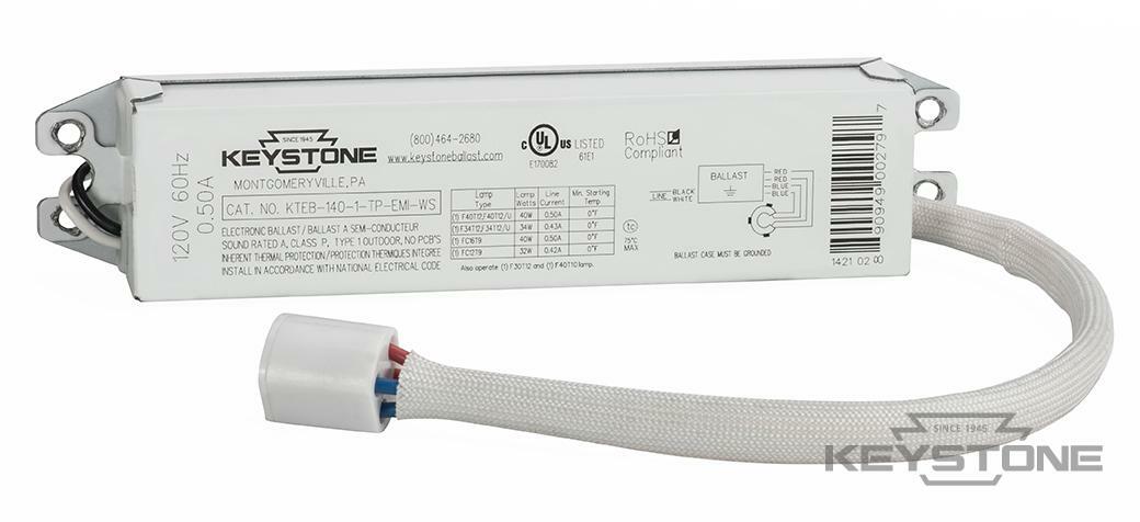 KTEB-140-1-TP-EMI-WS-CP Electronic Ballast, 40 W Lamp, 120 V AC, Rapid, 0.95 Ballast Factor