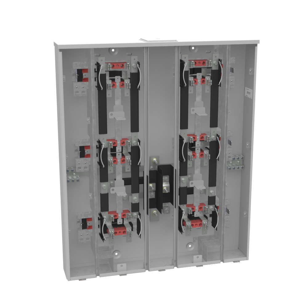 U2856-X-HSP 4 Term, Ringless, Large Closing Plate, 6 Position, 6-125 Amp, Main Breaker Provision, Stainless Steel, Hasp