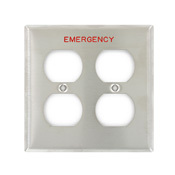 84016-E40 Duplex Standard Receptacle Wall Plate, 2 Gangs, 4.562 in W x 4.5 in H, 302 Stainless Steel, Silver