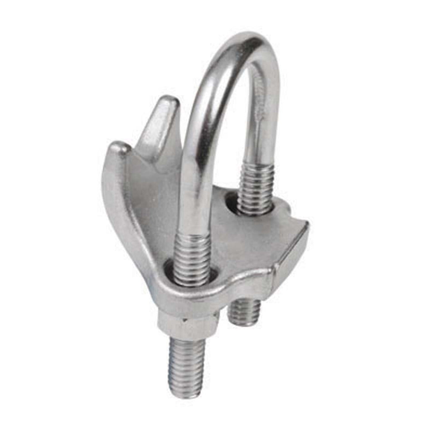 S61200RA00 2-Hole Right Angle Beam Clamp, 1-1/4 in Conduit, 0.27 in THK Flange, 316 Stainless Steel, Polished