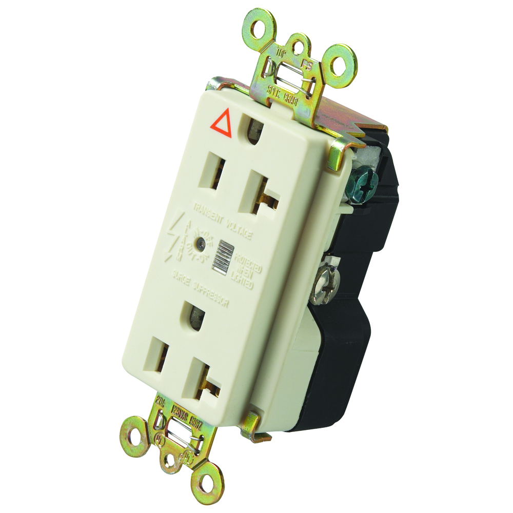 IG5362LASP 20 Amp 125V Isolated Ground Surge Protective Duplex Receptacle, Back and Side Wire, Light Almond