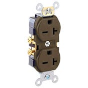 5822-ICP 1-Phase Duplex Heavy Duty Straight Blade Receptacle, 250 V AC, 20 A, 2 Poles, 3 Wires, Ivory